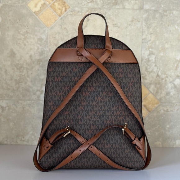 Michael Kors Jaycee Large Zip Pocket Backpack MK Brown - Picture 2 of 13